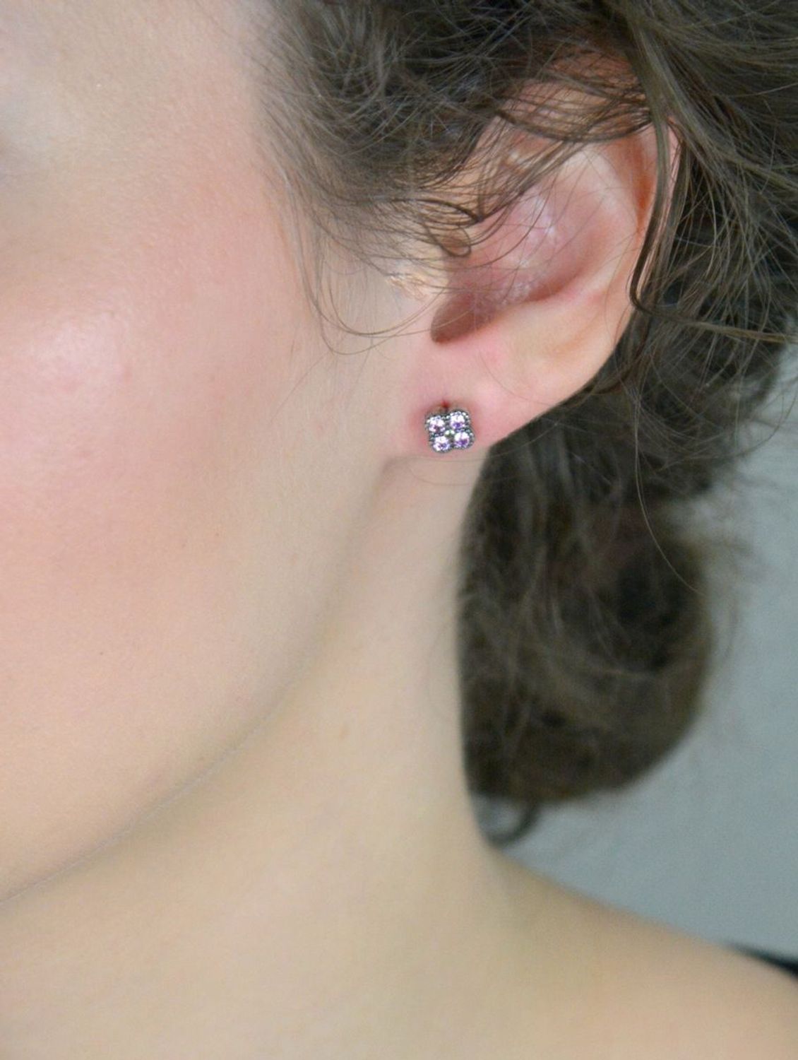 Kolczyki srebrne różowe kwiatki próba 925, DIA-KLC-6710-925.jpg