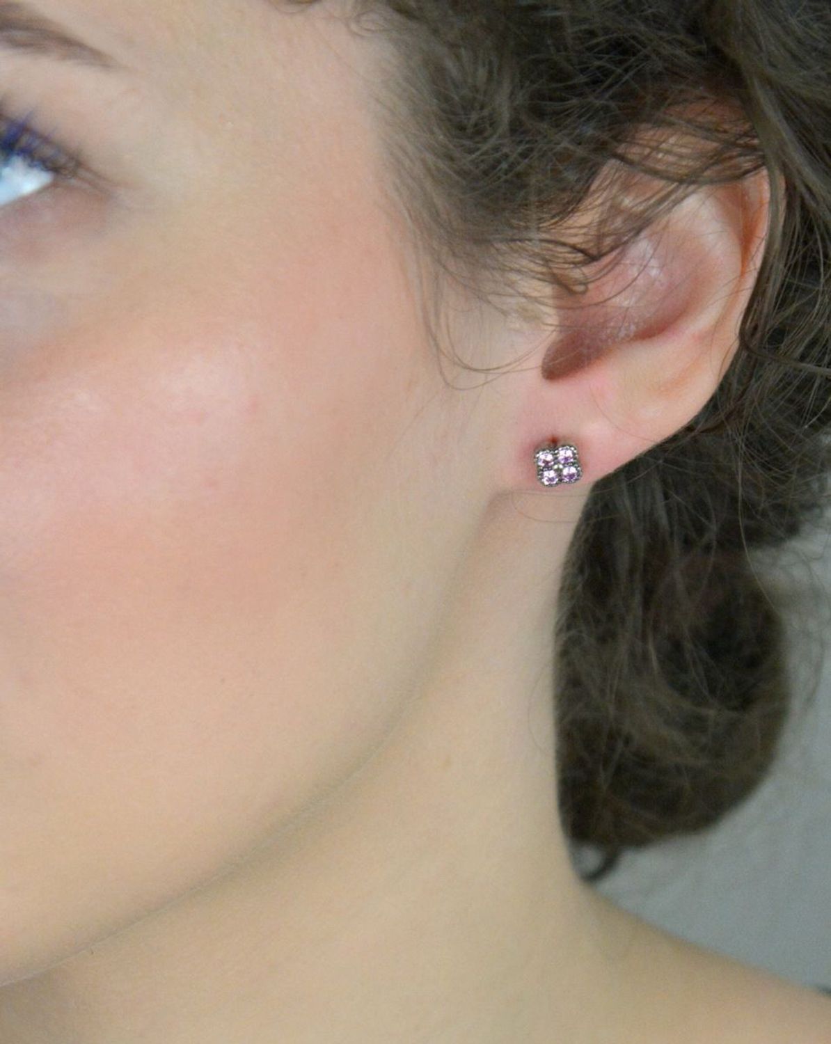 Kolczyki srebrne różowe kwiatki próba 925, DIA-KLC-6710-925.jpg