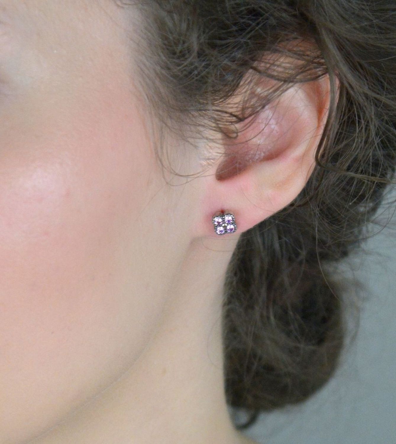 Kolczyki srebrne różowe kwiatki próba 925, DIA-KLC-6710-925.jpg