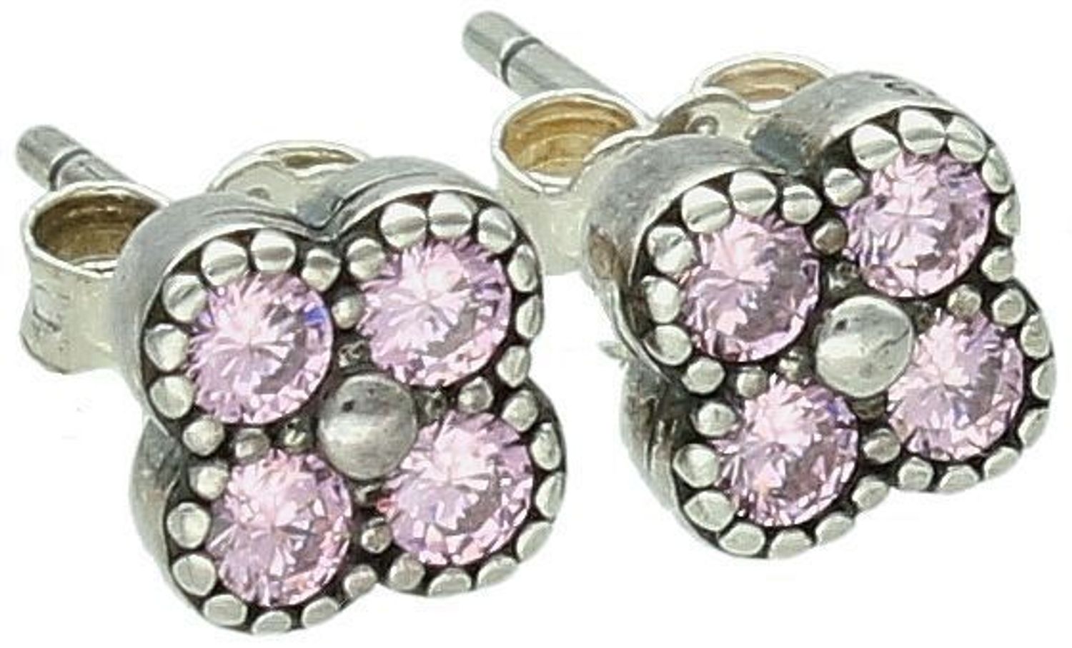 Kolczyki srebrne różowe kwiatki próba 925, DIA-KLC-6710-925.jpg