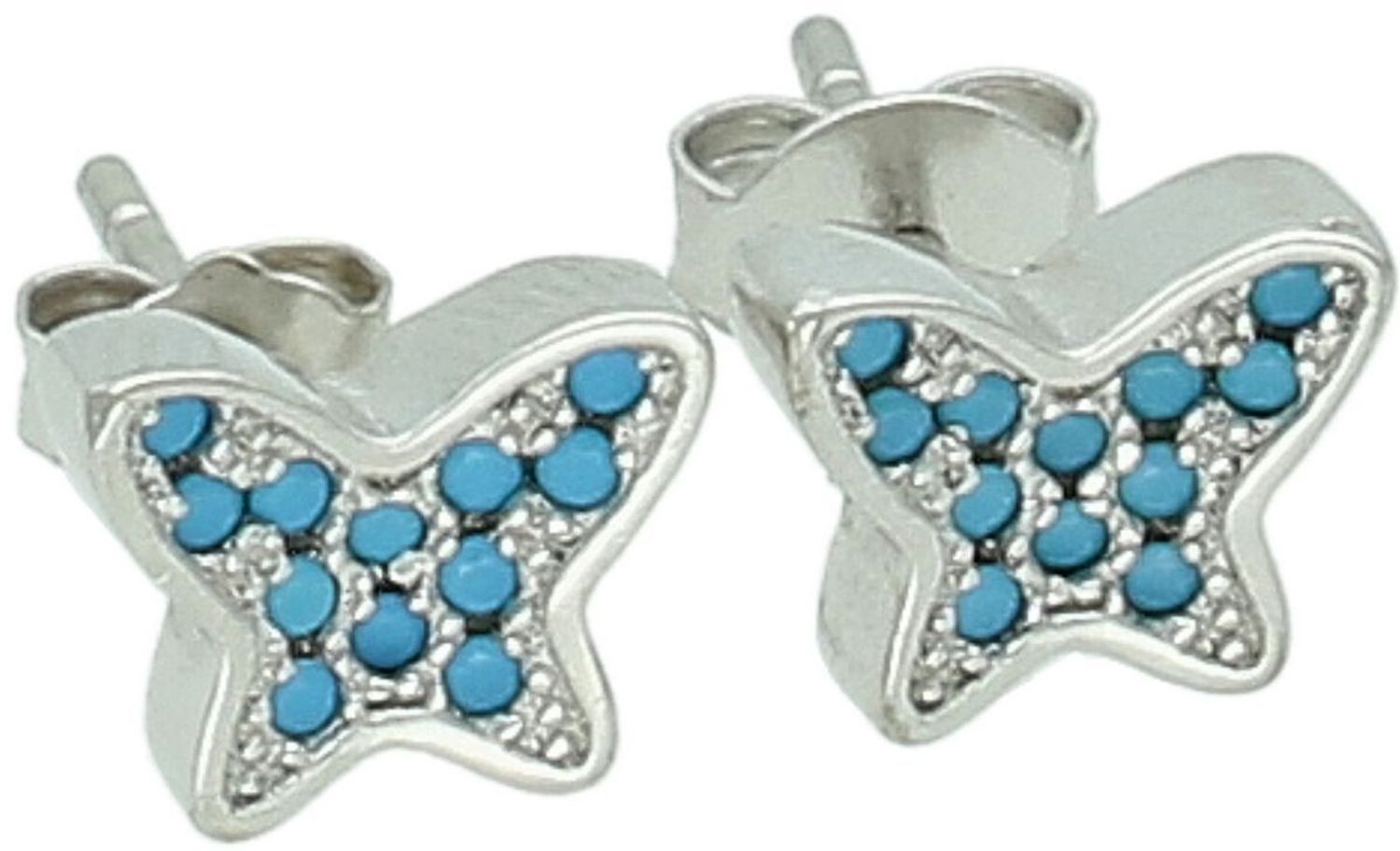 Urocze srebrne kolczyki w kształcie motylka 3D z niebieską emalią, wykonane ze srebra próby 925. Romantyczny i kobiecy dodatek do codziennych i eleganckich stylizacji.1.jpg