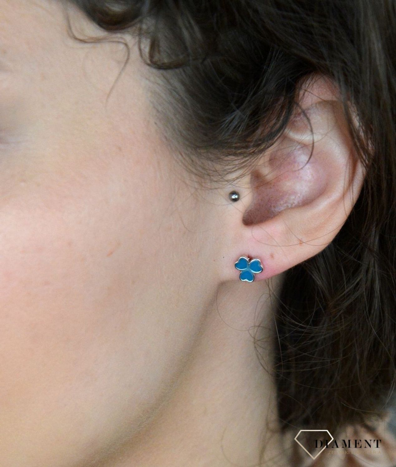 Kolczyki srebrne niebieskie koniczynki, próba 925.jpg