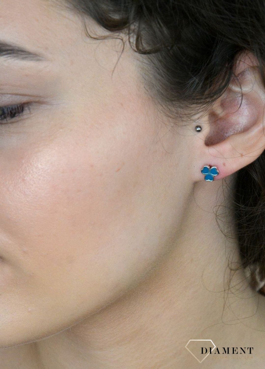 Kolczyki srebrne niebieskie koniczynki, próba 925.jpg