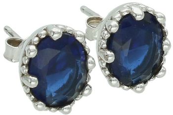 Eleganckie kolczyki damskie srebrne próba 925, owalne, zdobione granatową cyrkonią. Waga 3,40 g, wielkość 1,0 cm x 8 mm, zapięcie na sztyft. Model DIA-KLC-6737-925.1.jpg