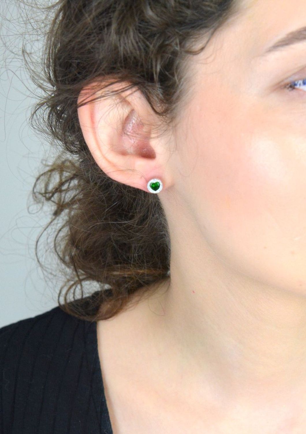 Kolczyki srebrne zielone serca próba 925, DIA-KLC-6748-925.jpg