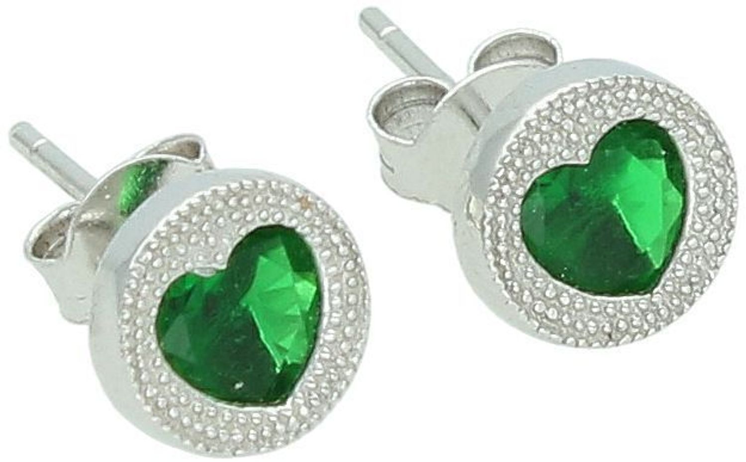 Kolczyki srebrne zielone serca próba 925, DIA-KLC-6748-925.jpg