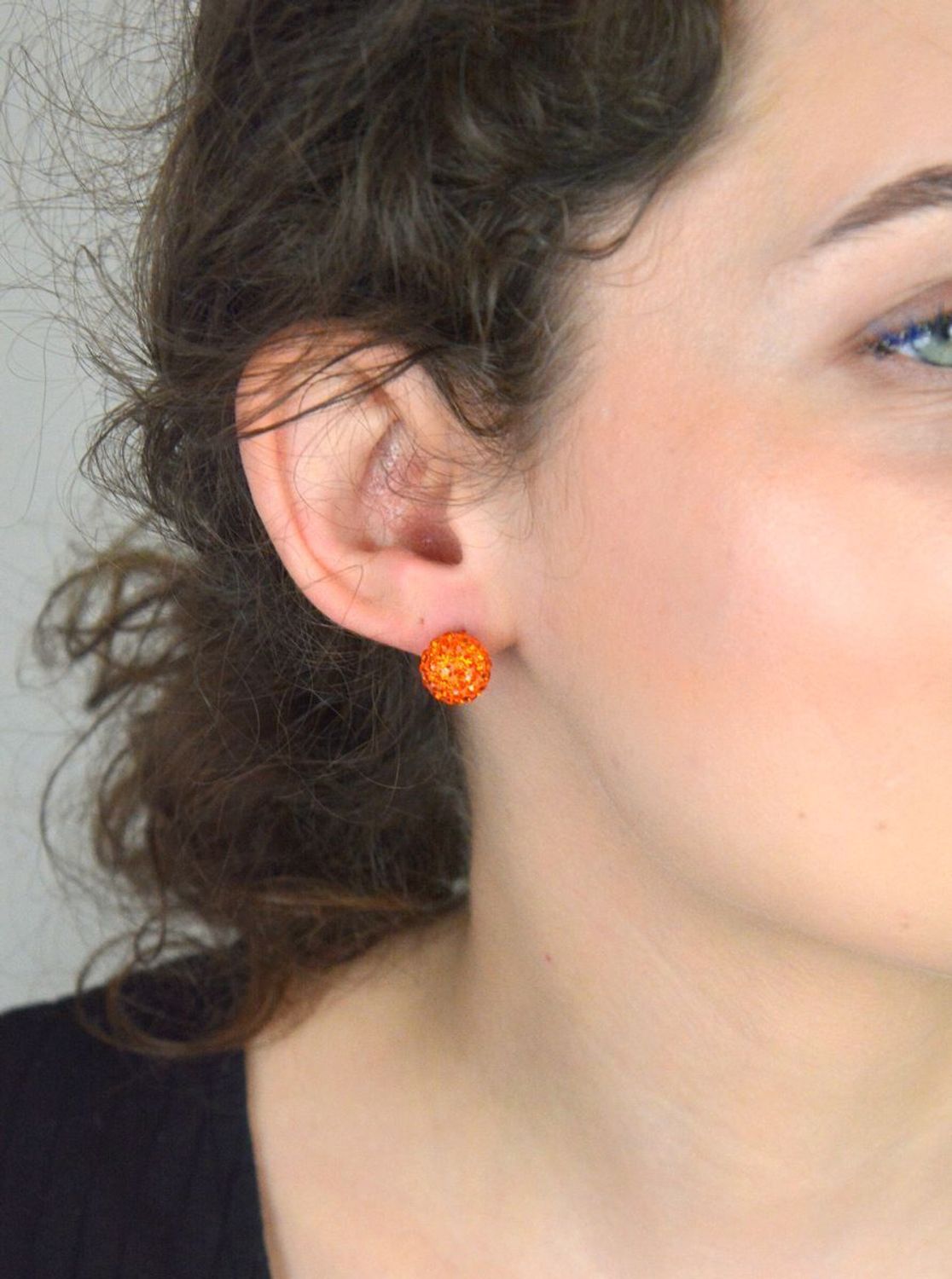 Srebrne kolczyki pomarańczowe kule wkrętki 925, DIA-KLC-6753-925....jpg