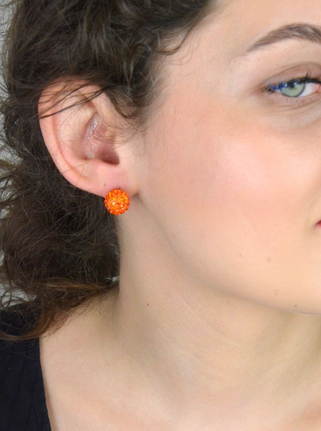 Srebrne kolczyki pomarańczowe kule wkrętki 925, DIA-KLC-6753-925....jpg