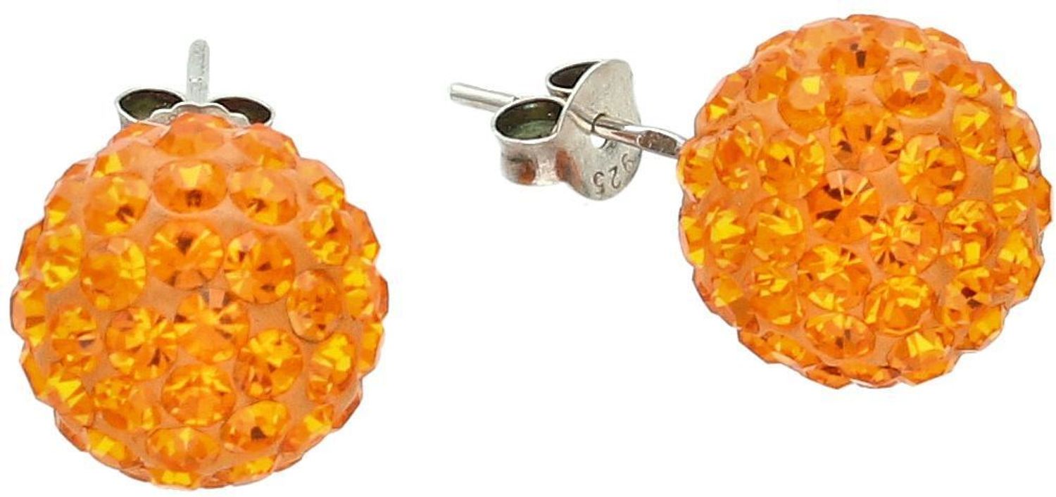 Srebrne kolczyki pomarańczowe kule wkrętki 925, DIA-KLC-6753-925....jpg
