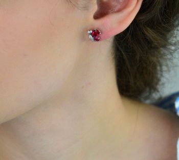 Kolczyki Damskie Motylki Srebrne 925 DIA-KLC-6766-925  Cyrkonie Czerwona i Biała  Sztyft (1).JPG