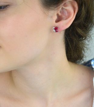 Kolczyki Damskie Motylki Srebrne 925 DIA-KLC-6766-925  Cyrkonie Czerwona i Biała  Sztyft (2).JPG