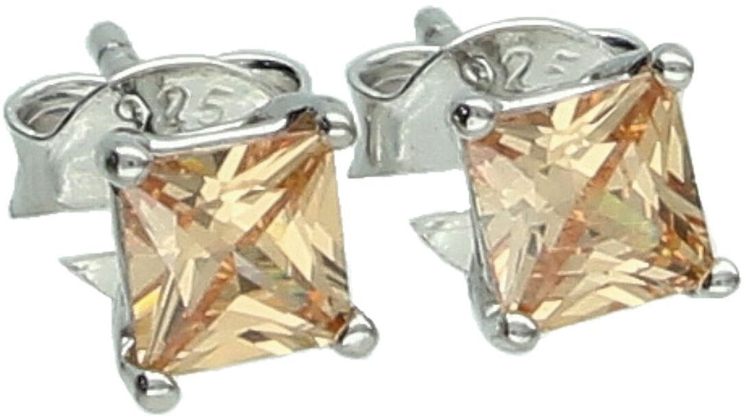 Delikatne srebrne kolczyki z pomarańczową cyrkonią. Wykonane ze srebra próby 925, z zapięciem na wkrętki. Subtelny, elegancki dodatek z nutą koloru.1.jpg