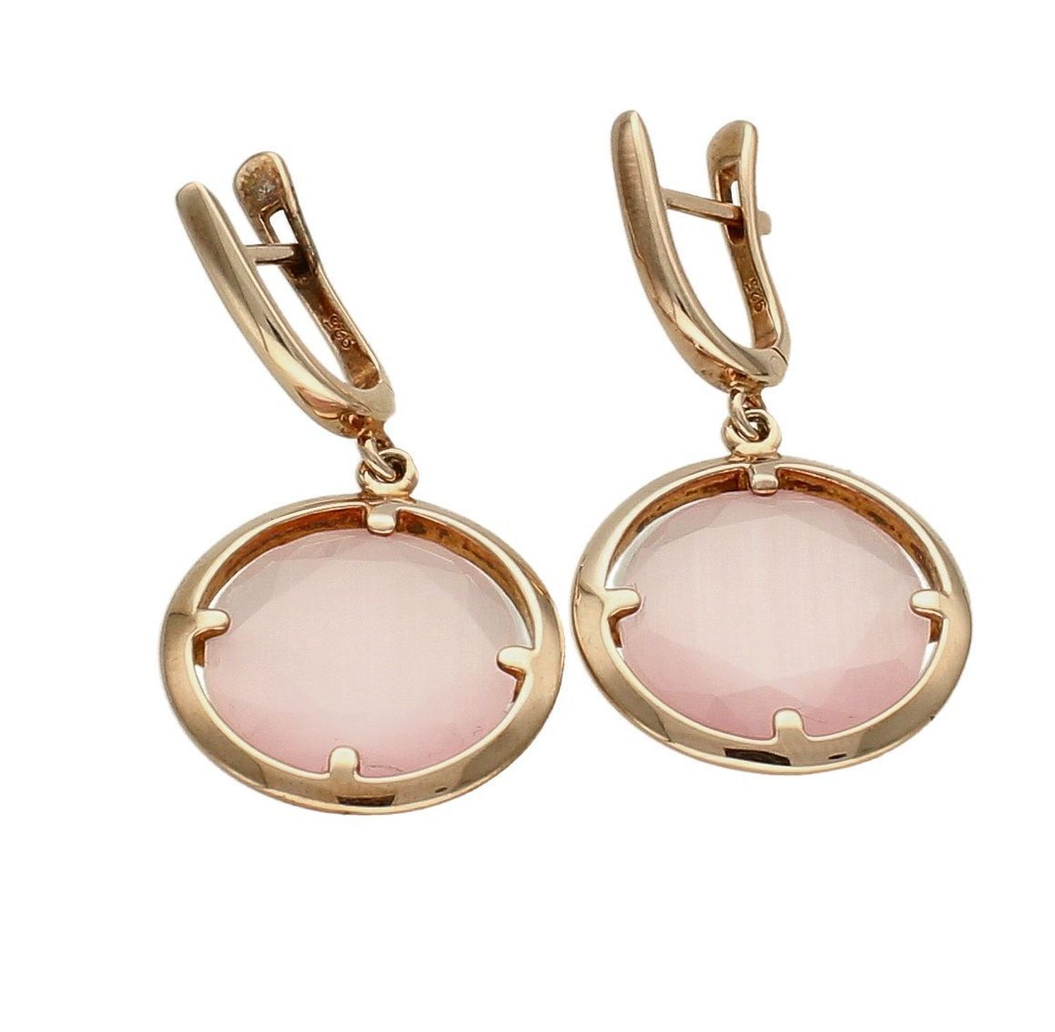 Kolczyki srebrne pokryte złotem z kwarcem różowym DIA-KLC-6790-925. Kolczyki okrągłe pozłacane. Kolczyki srebrne z kwarcem syntetycznym. Kolczyki w kolorze różowego złota. Kolczyki damskie okrągłe z kwarcem.jpg