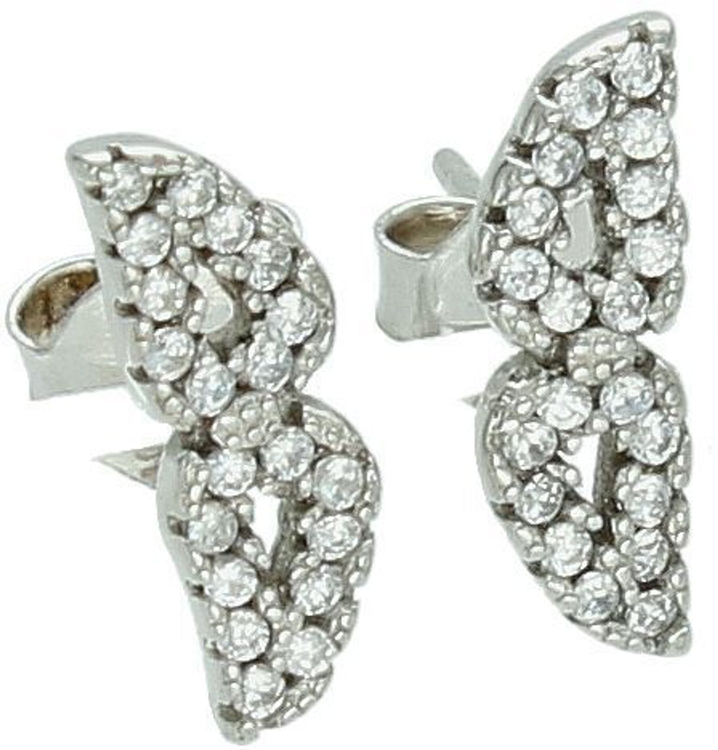 Srebrne kolczyki 925 w kształcie maski, zdobione cyrkoniami. Wymiary 1,2 × 4 mm, zapięcie sztyft. Elegancki, miniaturowy motyw z subtelnym blaskiem.1.jpg