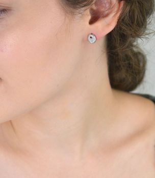 Eleganckie kolczyki srebrne 925 owalne z cyrkoniami. Wymiary zawieszki 9x7 mm, zapięcie na sztyft, waga 1,90 g. Idealne na co dzień i na prezent (4).JPG