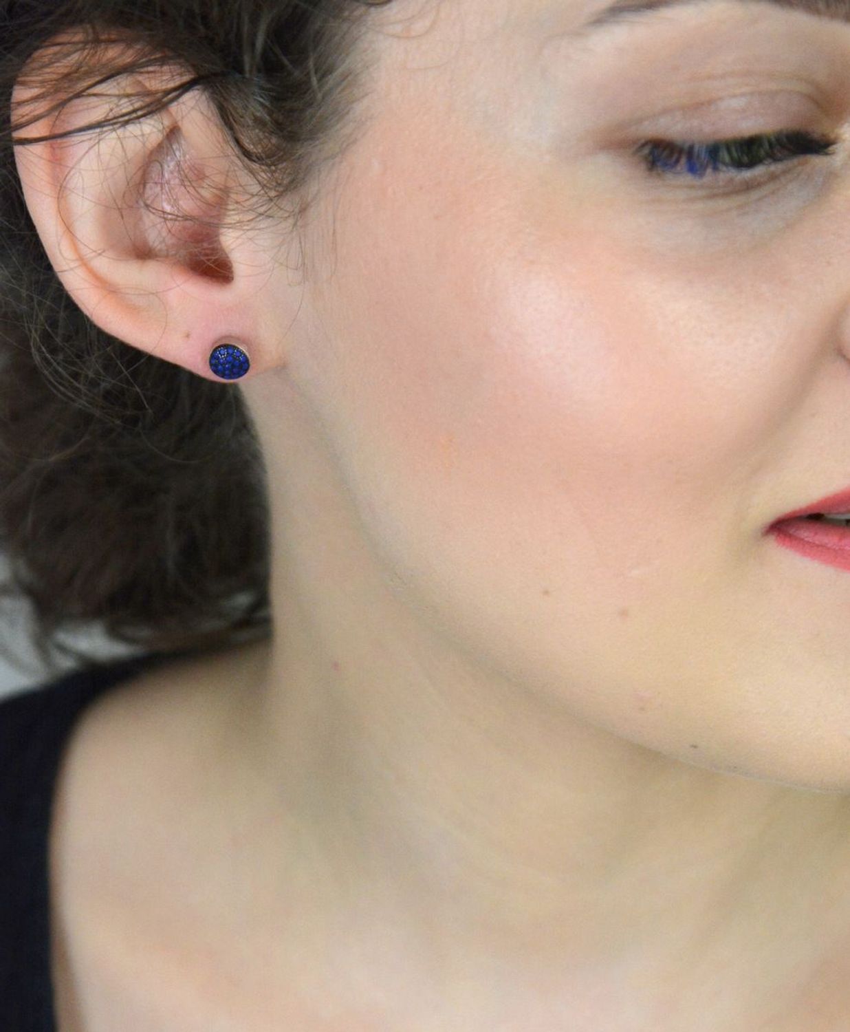 Srebrne kolczyki granatowe wkrętki 925, DIA-KLC-6852-925.jpg