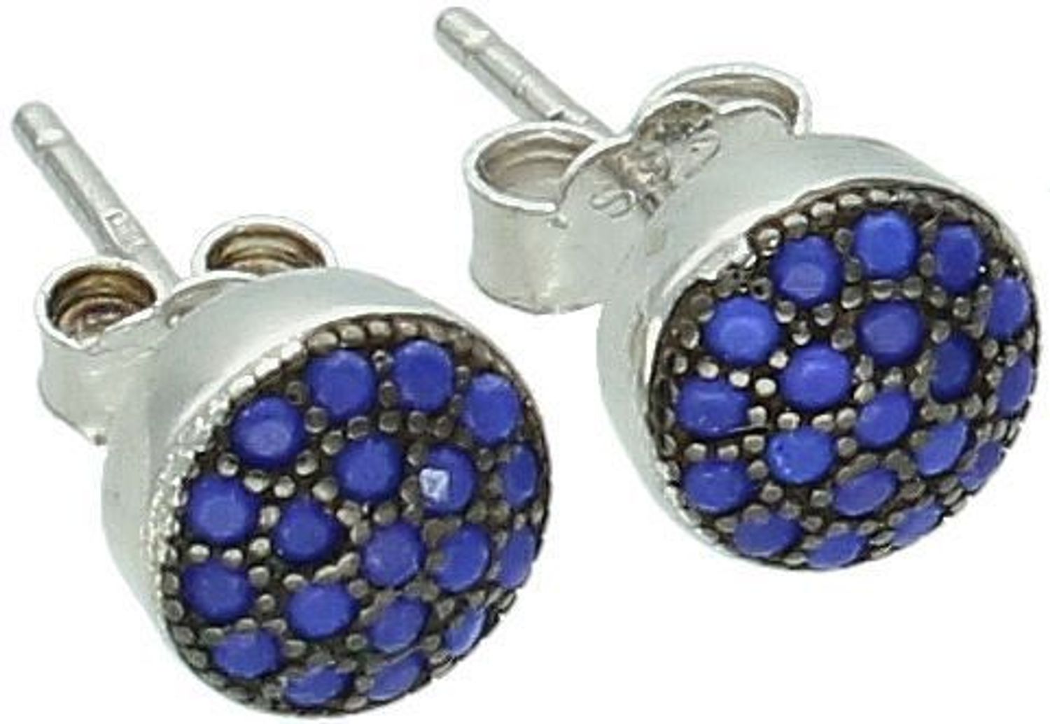 Srebrne kolczyki granatowe wkrętki 925, DIA-KLC-6852-925.jpg