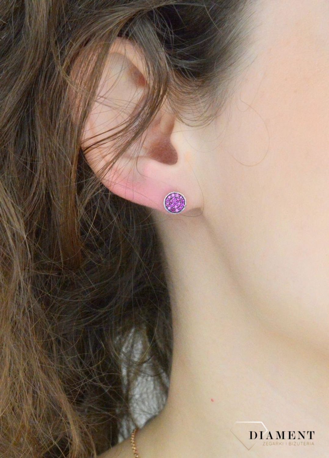 Kolczyki srebrne z różowymi cyrkoniami kolor różowego złota DIA-KLC-6859-925.jpg