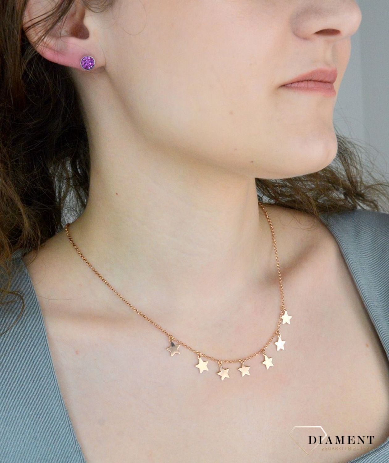 Kolczyki srebrne z różowymi cyrkoniami kolor różowego złota DIA-KLC-6859-925.jpg