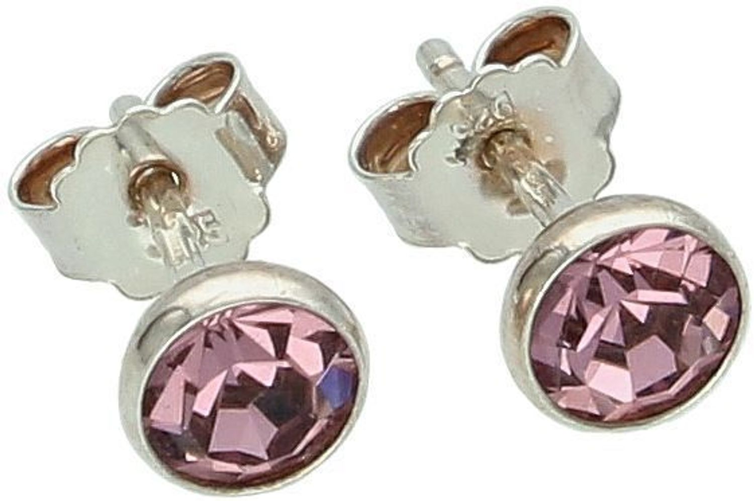 Kolczyki srebrne 925 z różową cyrkonią 6 mm, model DIA-KLC-6862-925, zapięcie na sztyft, waga 1,00 g. Elegancka i subtelna biżuteria dla kobiet.1.jpg