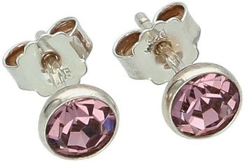 Kolczyki srebrne 925 z różową cyrkonią 6 mm, model DIA-KLC-6862-925, zapięcie na sztyft, waga 1,00 g. Elegancka i subtelna biżuteria dla kobiet.1.jpg