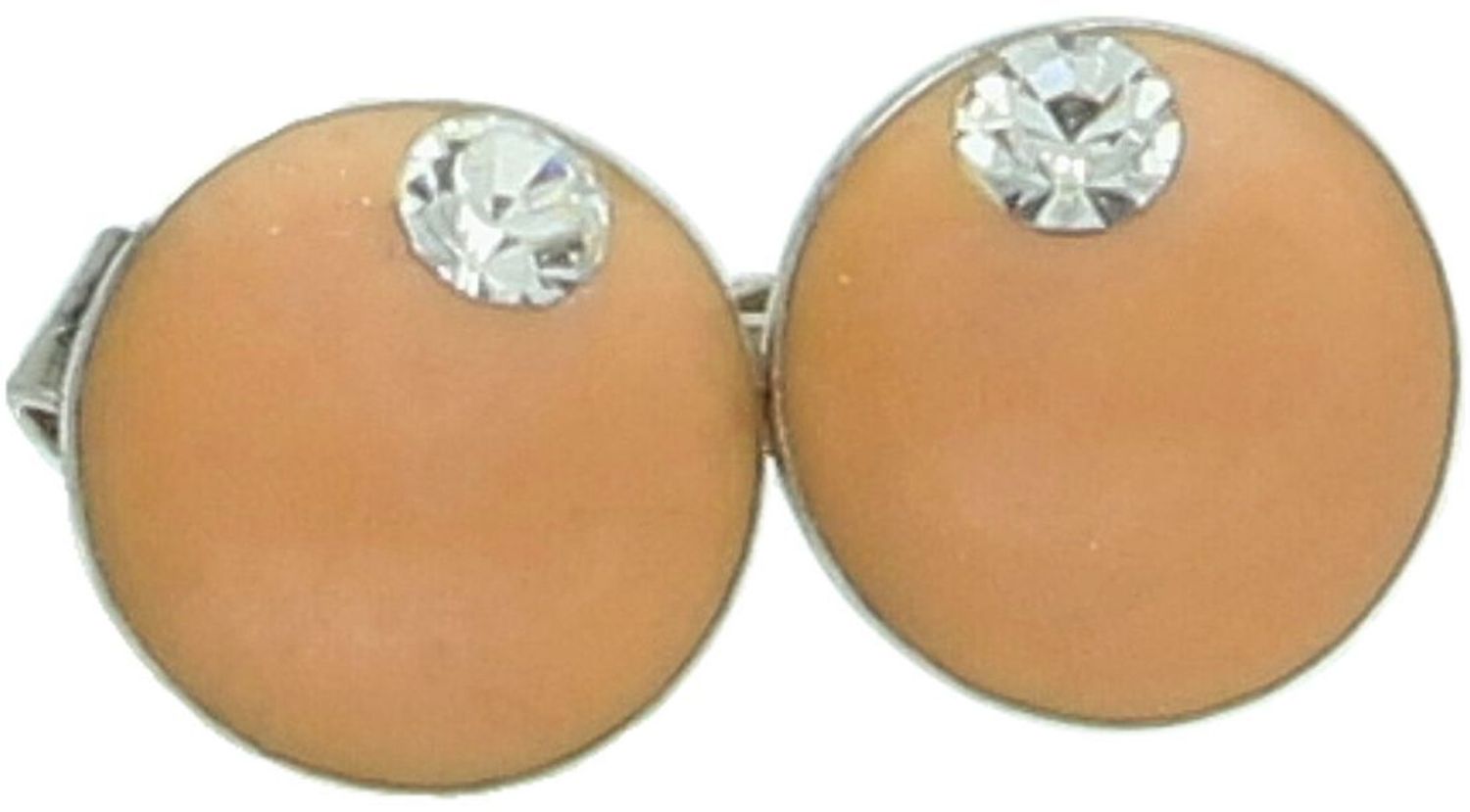 Delikatne srebrne kolczyki z morelową emalią i cyrkonią, wykonane ze srebra próby 925. Subtelny i kobiecy dodatek do codziennych i wyjątkowych stylizacji.1.jpg