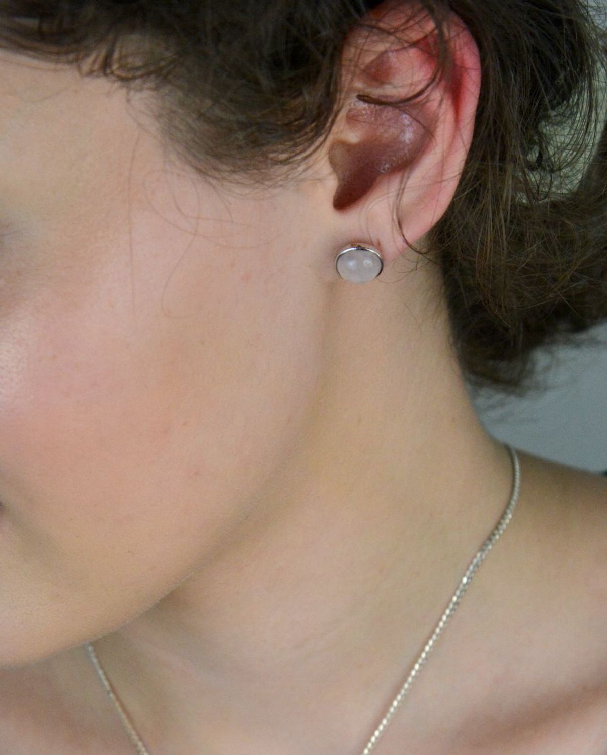 Kolczyki damskie srebrne okrągłe kwarc różowe próba 925, DIA-KLC-6866-925.jpg