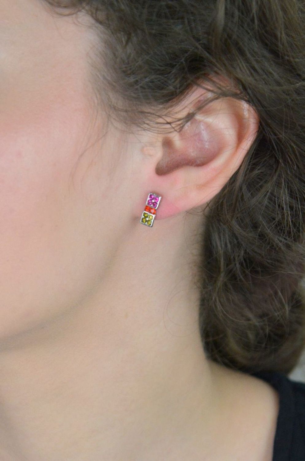 Kolczyki srebrne kolorowe prostokąty wkrętki 925, DIA-KLC-6869-925.jpg