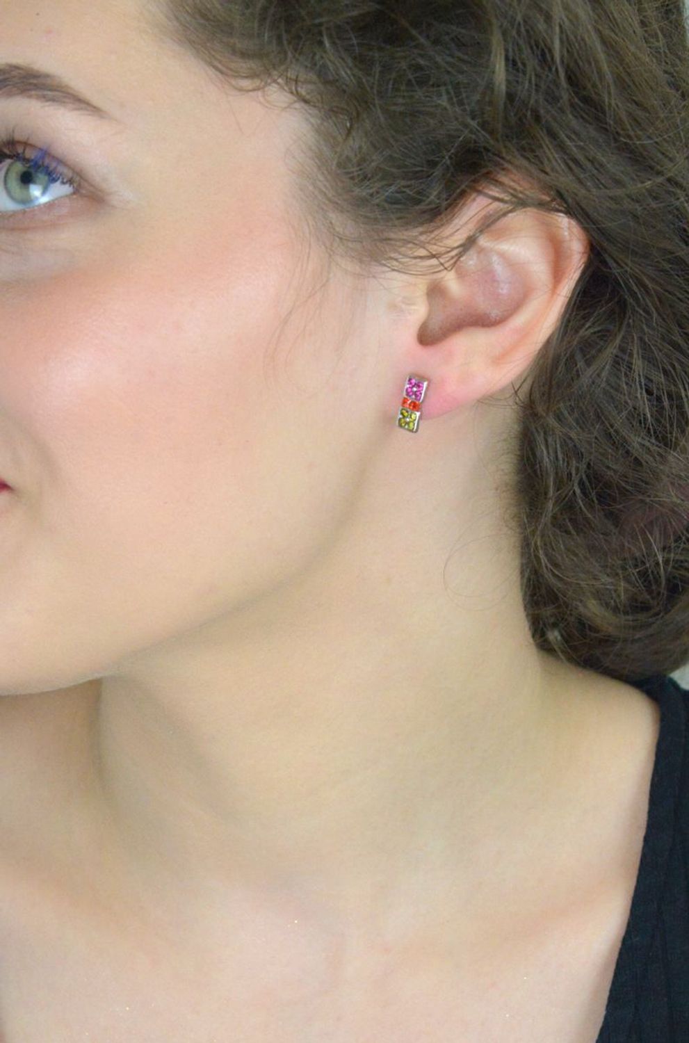 Kolczyki srebrne kolorowe prostokąty wkrętki 925, DIA-KLC-6869-925.jpg