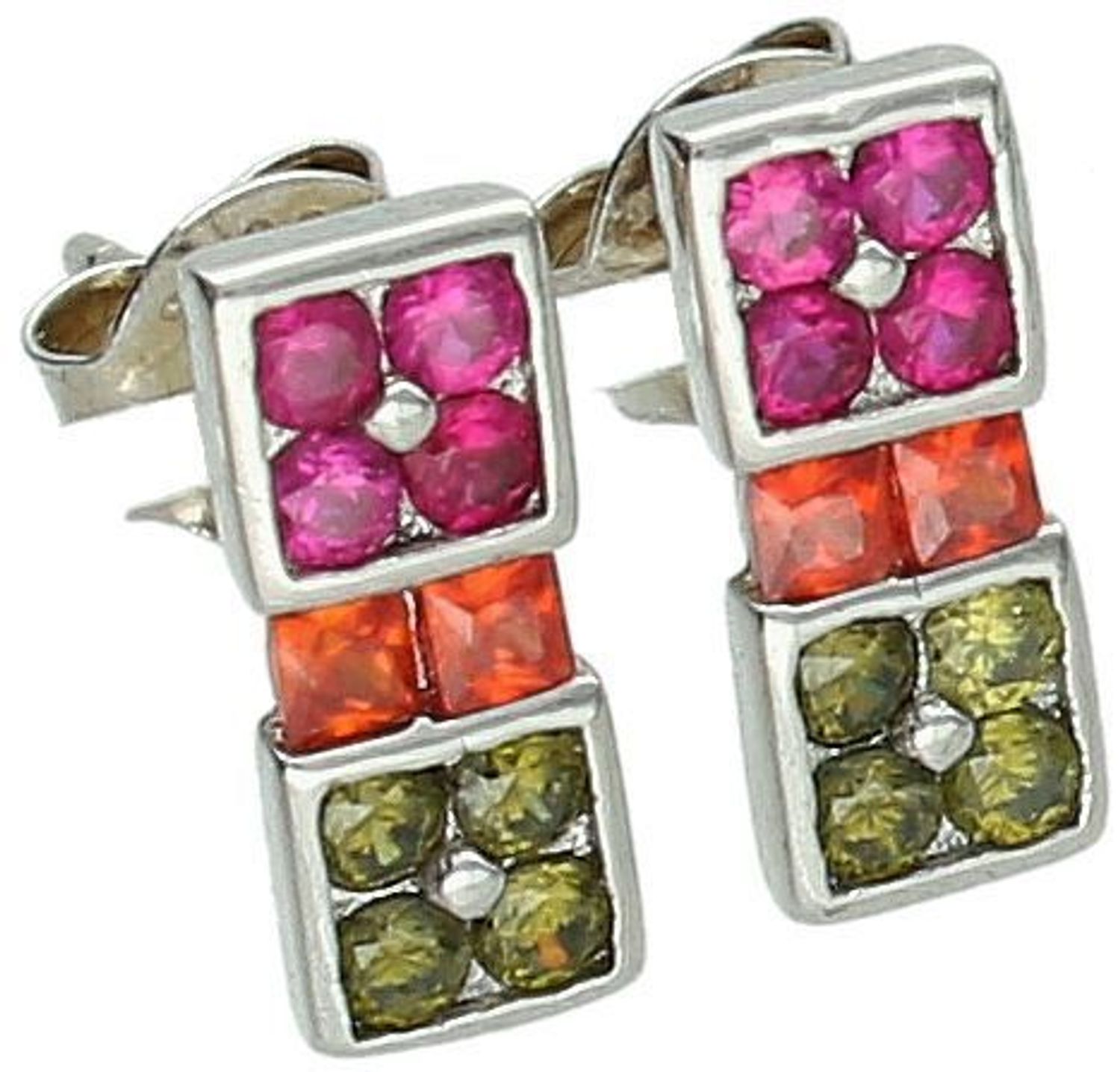 Kolczyki srebrne kolorowe prostokąty wkrętki 925, DIA-KLC-6869-925.jpg