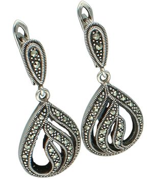 Srebrne kolczyki wiszące 925 z markazytami i opalem syntetycznym.jpg