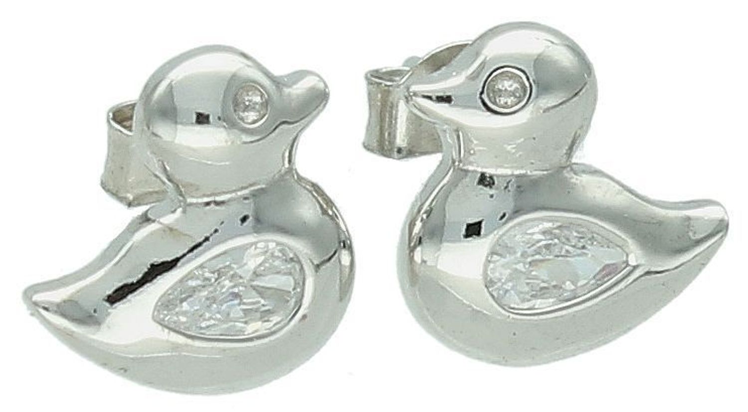 Kolczyki srebrne kaczki na sztyft, próba 925 DIA-KLC-6894-925.  Dziecięca srebrna biżuteria będzie idealnym pomysłem na prezent. Kolczyki dla dziewczynki. Kolczyki srebrne wkrętki.1.jpg