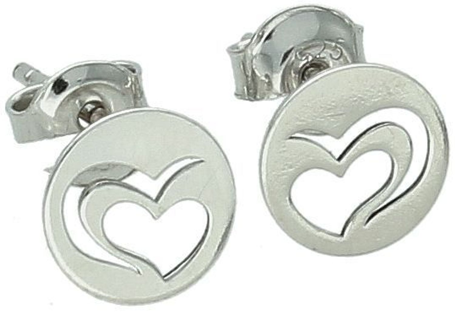 Kolczyki srebrne blaszki okrągłe z sercem próba 925, DIA-KLC-6927-925 Małe, ale pełne uroku! Kolczyki srebrne DIA-KLC-6927-925 to subtelna i romantyczna propozycja dla kobiet, które kochają 1.jpg