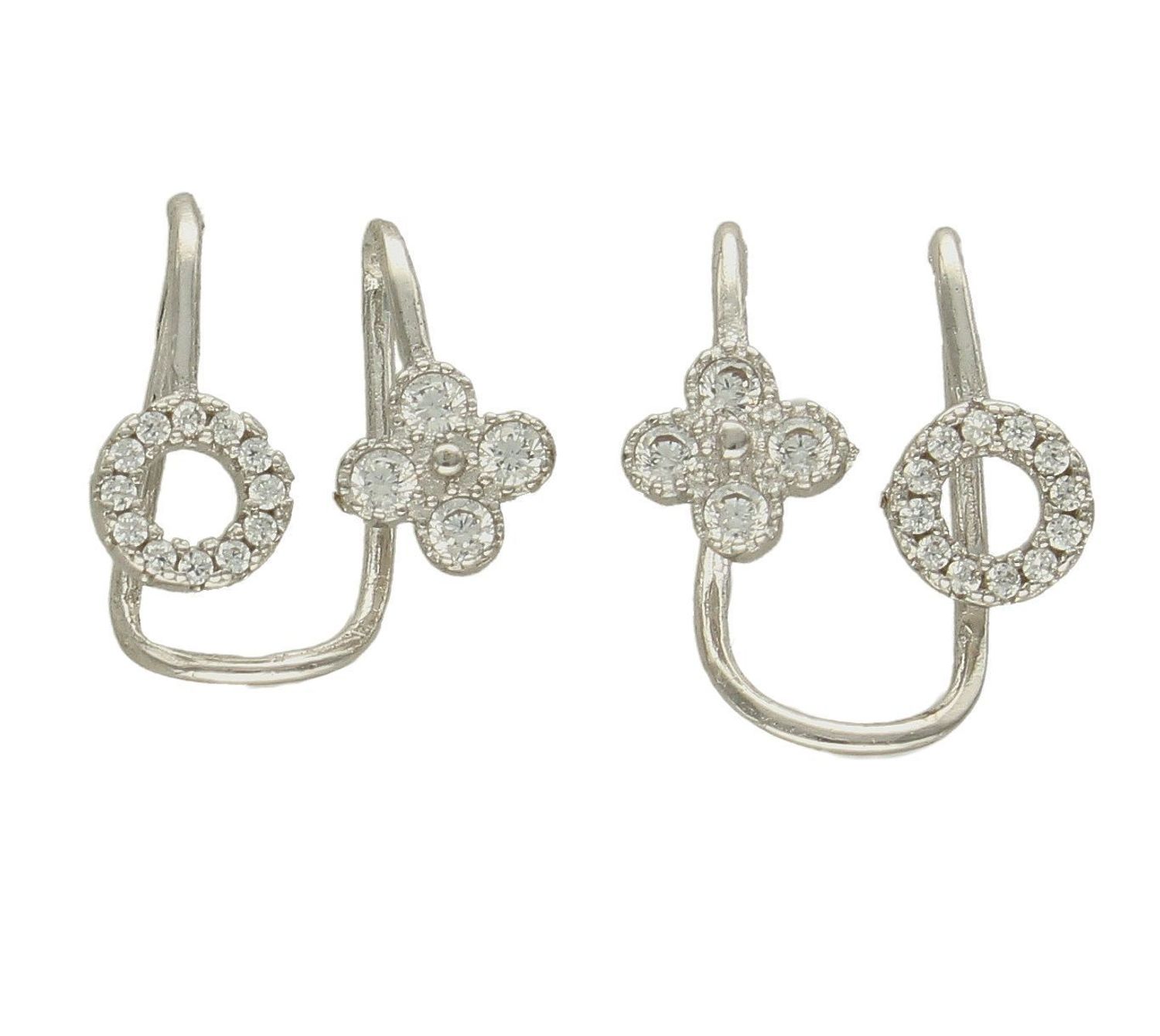 Srebrne kolczyki nausznice z cyrkoniami DIA-KLC-6943-925.Srebrne kolczyki nausznice wykonane zostały z wysokiej jakości srebra próby 925. Kolczyki posiadają wygodny uchwyt na płatek ucha, by nie spadały.jpg