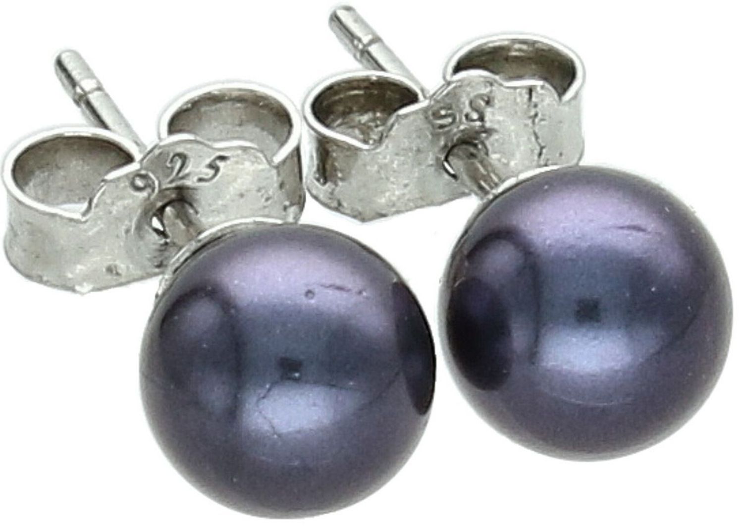 Kolczyki srebrne 925 DIA-KLC-6948-925 – kulki z perłopławu fioletowo-granatowe, 6 mm.jpg