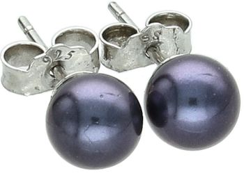 Kolczyki srebrne 925 DIA-KLC-6948-925 – kulki z perłopławu fioletowo-granatowe, 6 mm.jpg