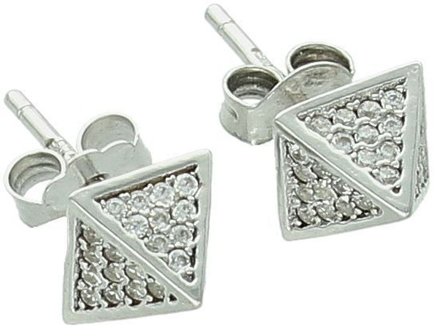 Srebrne kolczyki damskie piramidki z cyrkoniami  DIA-KLC-6958-925 Kolczyki piramidki z cyrkoniami na sztyft. Srebrne kolczyki o nietypowym kształcie wykonano z najwyższej jakości srebra próby 92.jpg