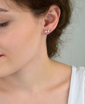 Pozłacane kolczyki srebrne LOVE 💖 z cyrkoniami, srebro 925, wkrętki 8 mm. Modny prezent 🎁 od autoryzowanego dystrybutora Diament. Gwarancja 2 lata, oryginalne opakowanie (1).JPG