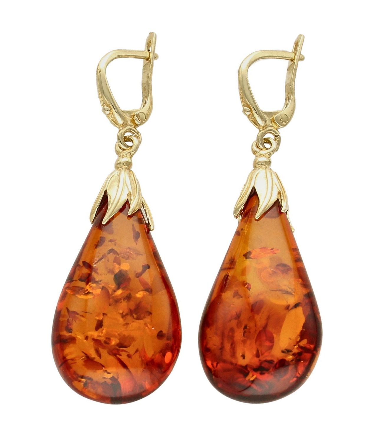 Złote kolczyki 585 z bursztynem bałtyckim sopelki DIA-KLC-6995-585. Złote kolczyki z bursztynem bałtyckim. Złote kolczyki o kształcie sopelek. Złote kolczyki z zapięciem angielskim. Złote kolczyki idealne na prezent..jpg