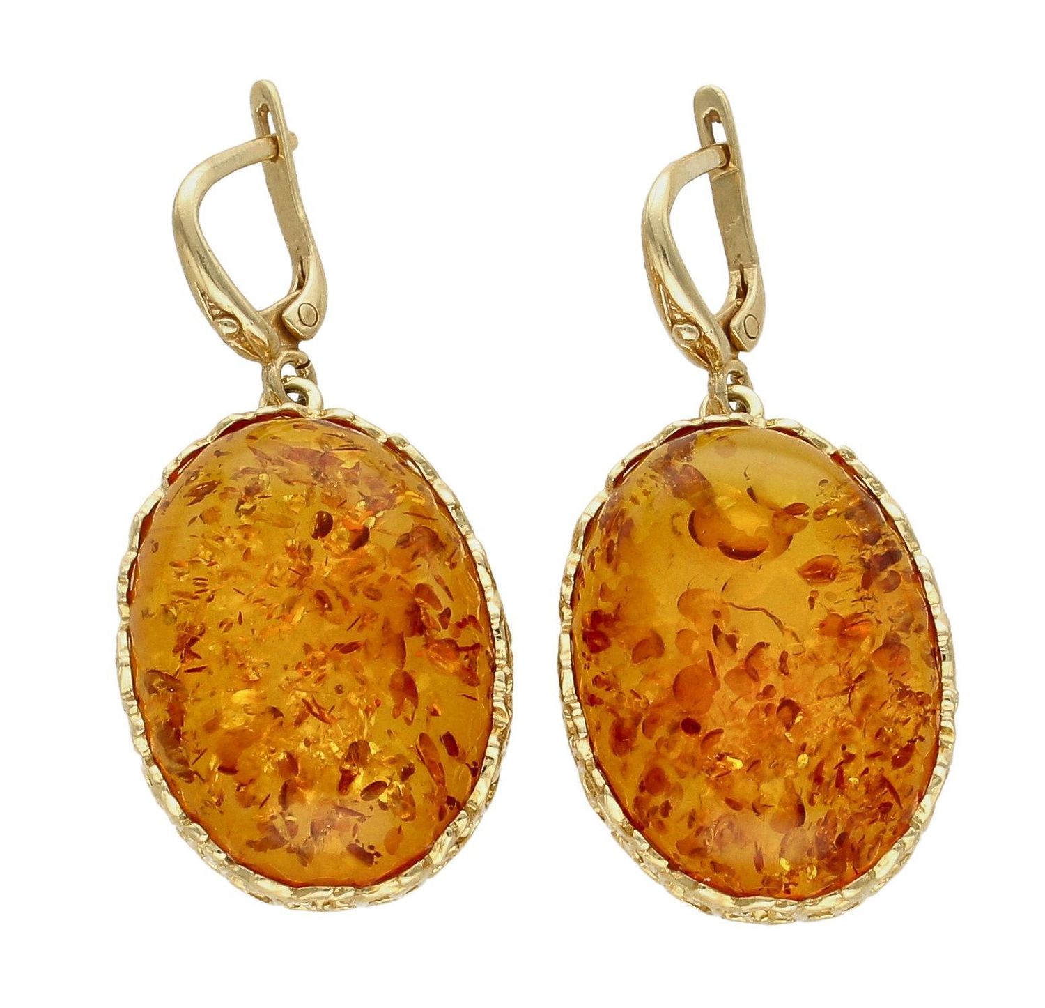 Złote kolczyki 585 bursztynem bałtyckim DIA-KLC-6996-585. Złote kolczyki z bursztynem bałtyckim. Złote kolczyki w owalnym kształcie. Złote kolczyki z zapięciem angielskim. Złote kolczyki idealne na prezent..jpg