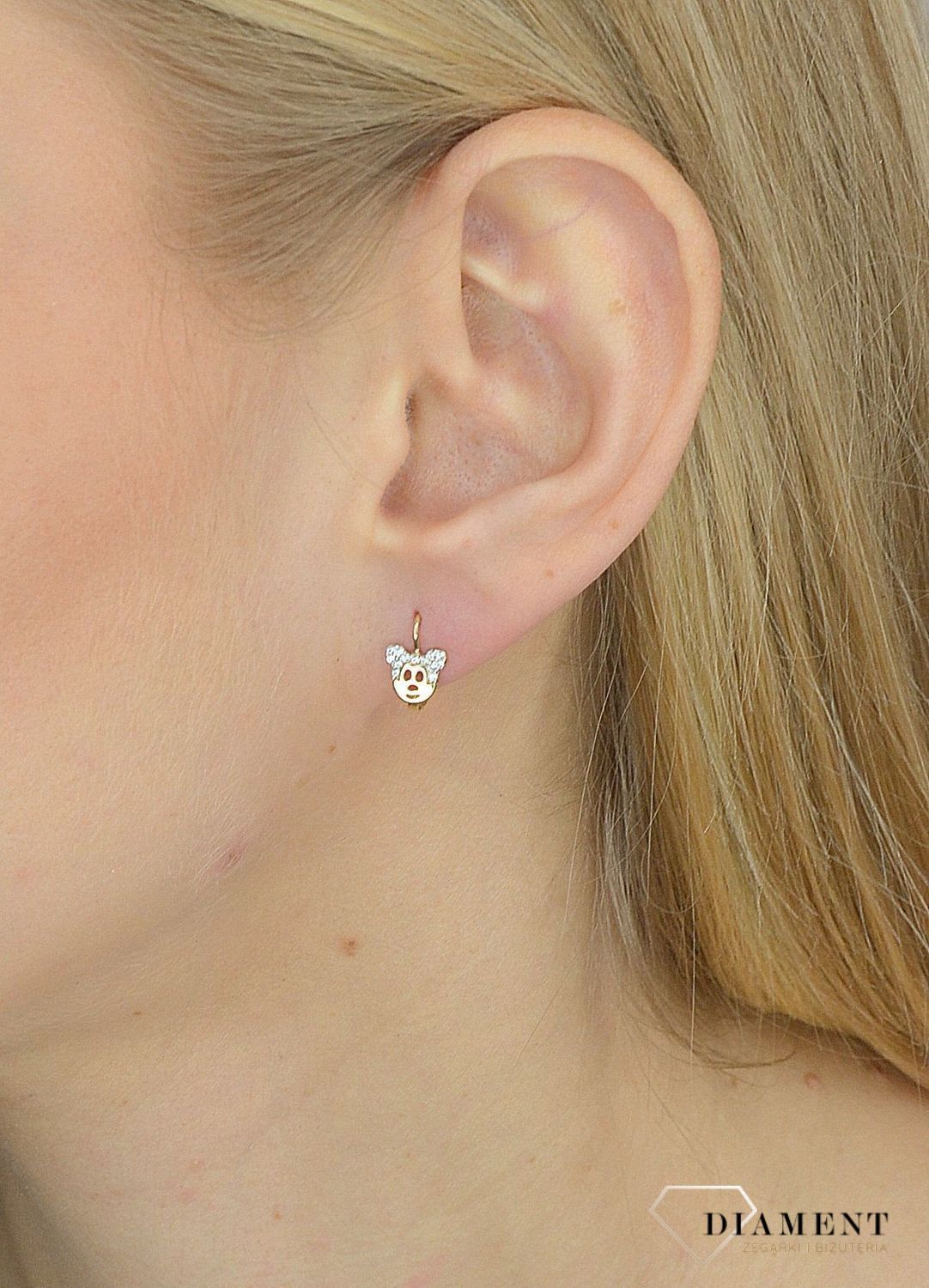 Złote kolczyki 585 Myszka Minni DIA-KLC-2631-585.jpg