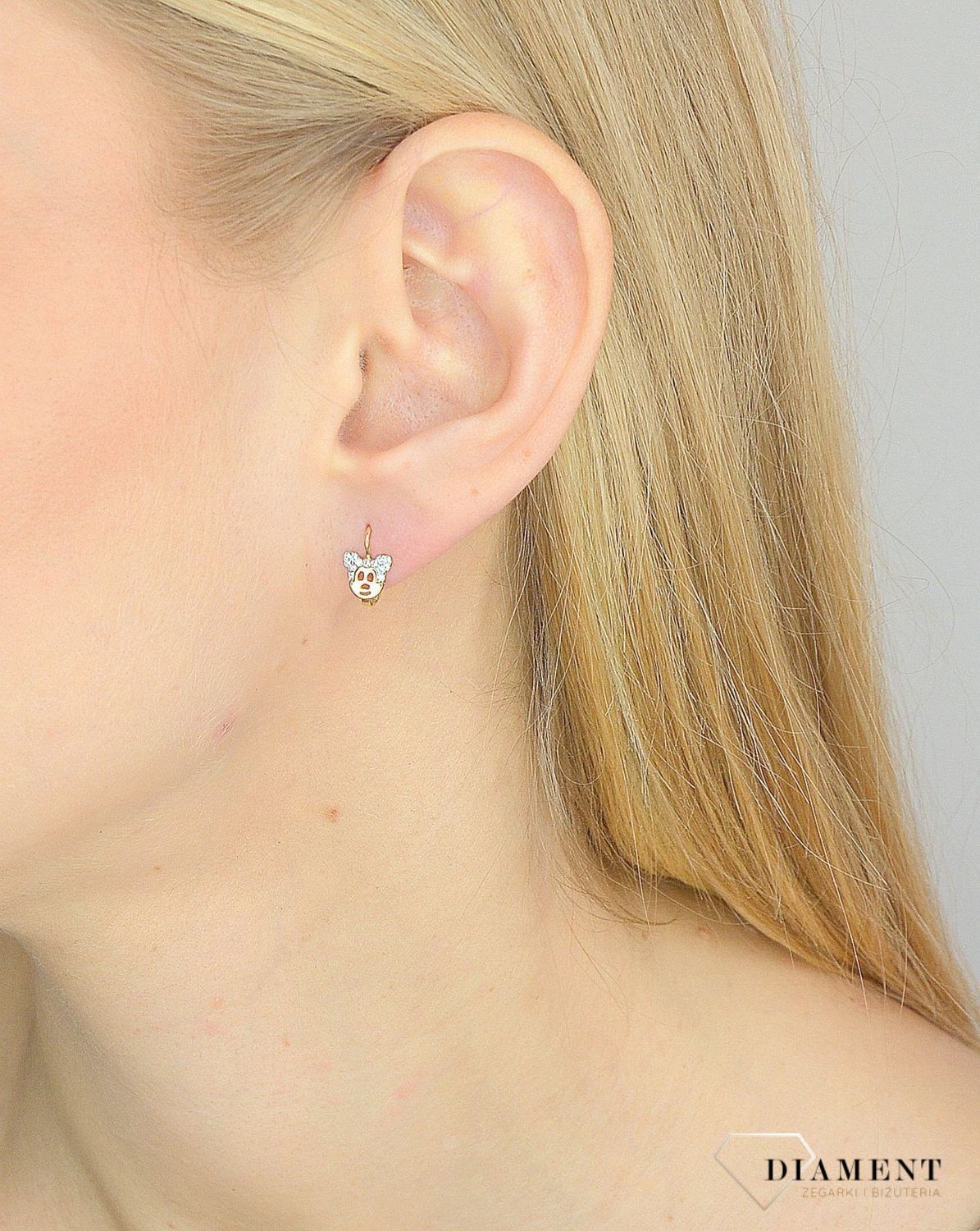 Złote kolczyki 585 Myszka Minni DIA-KLC-2631-585.jpg