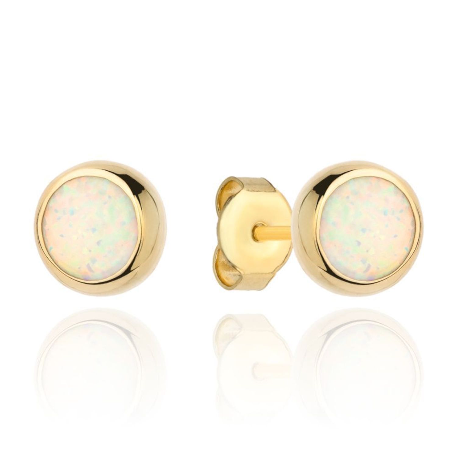 Złote kolczyki 585 wkrętki z opalem DIA-KLC-7-21-K01127-2-585. Kolczyki z wygodnym zapięciem na sztyft. Kolczyki można połączyć z pozostała biżuterią i stworzyć modne sety. Kolczyki zostały ozdobione opalem. Wielkość kolczyków 0,5 cm.jpg