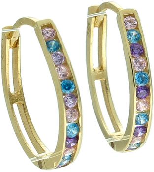 Złote kolczyki koła z kolorowymi cyrkoniami - Złoto 585.jpg