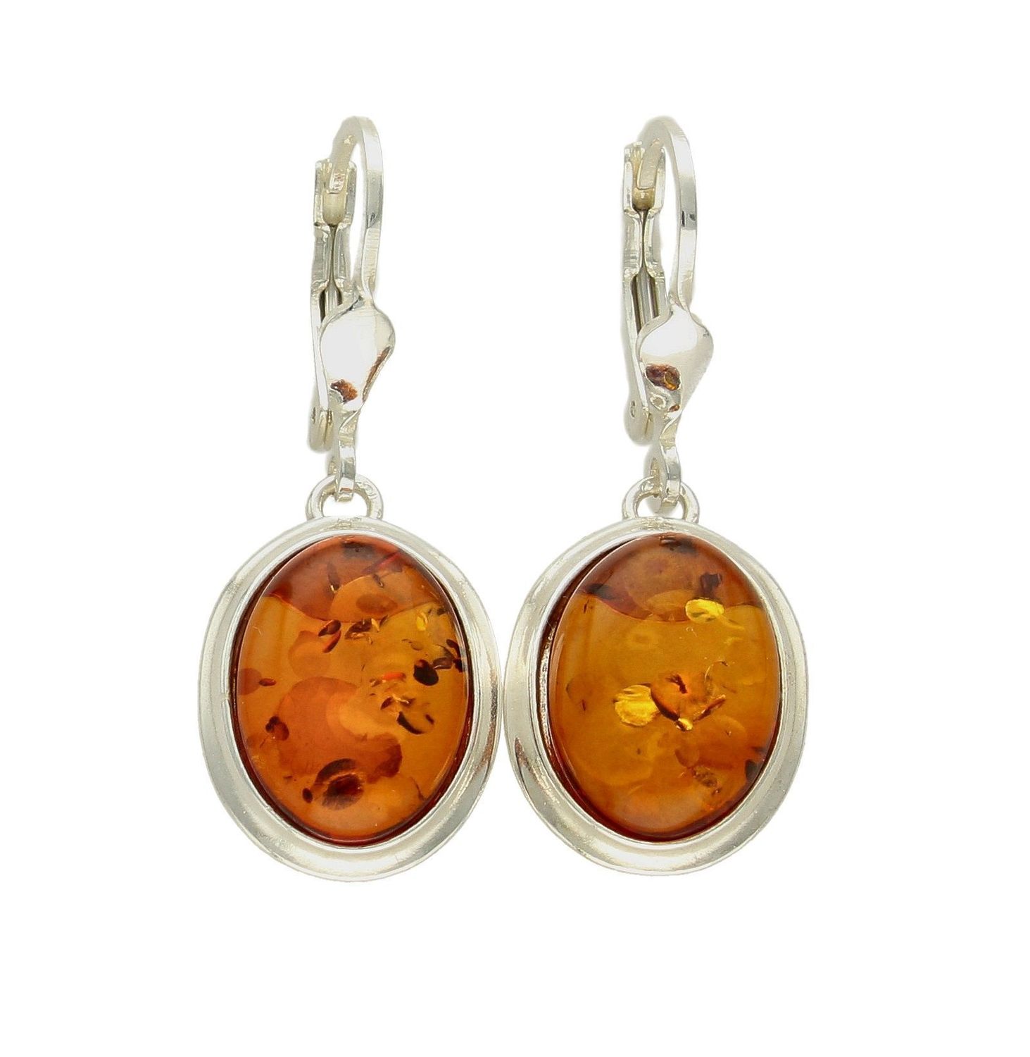 Kolczyki srebrne wiszące z owalnym bursztynem DIA-KLC-7079-925. Srebrne kolczyki z bursztynem to modelem bardzo ciekawy, ponieważ dzięki ciepłej kolorystyce pięknie podkreśla on urodę. Charakteryzują się stylem wiszącym i zaw.jpg
