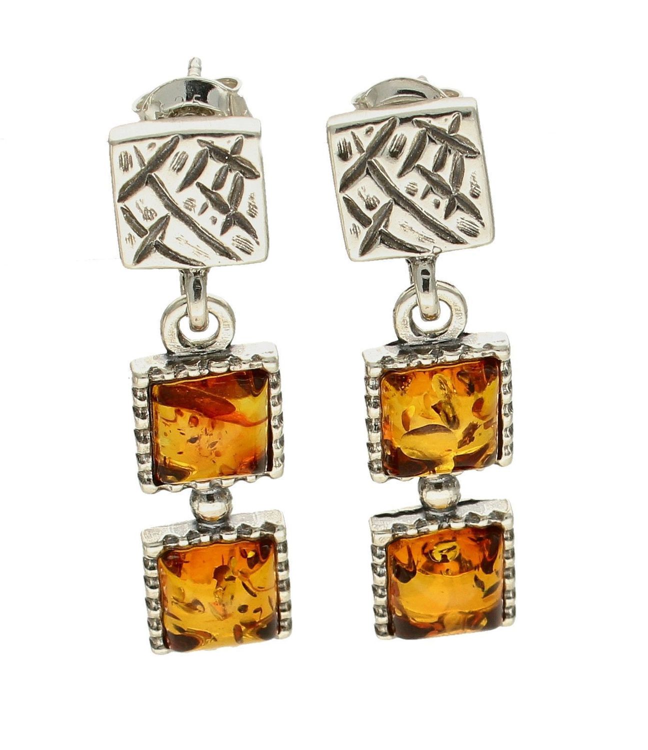 Kolczyki srebrne wiszące Bursztynowe kwadraciki DIA-KLC-7087-925.jpg