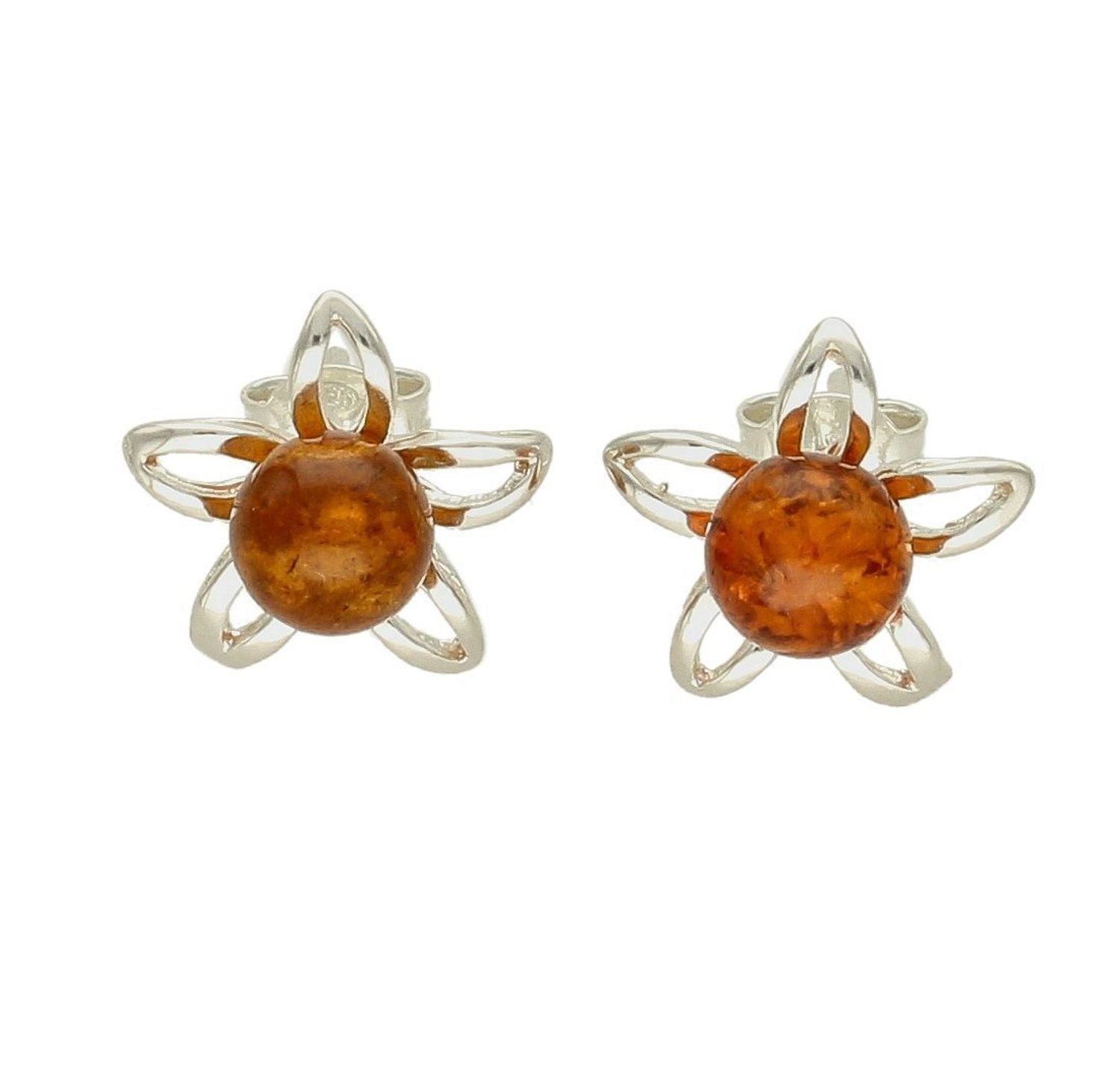Kolczyki srebrne wkrętki kwiatki z bursztynem bałtyckim DIA-KLC-7098-925. Kolczyki wkrętki srebrne. Kolczyki srebrne na sztyft. Bursztyn bałtycki. Kolczyki srebrne z bursztynem. Kolczyki srebrne idealne na prezent.jpg