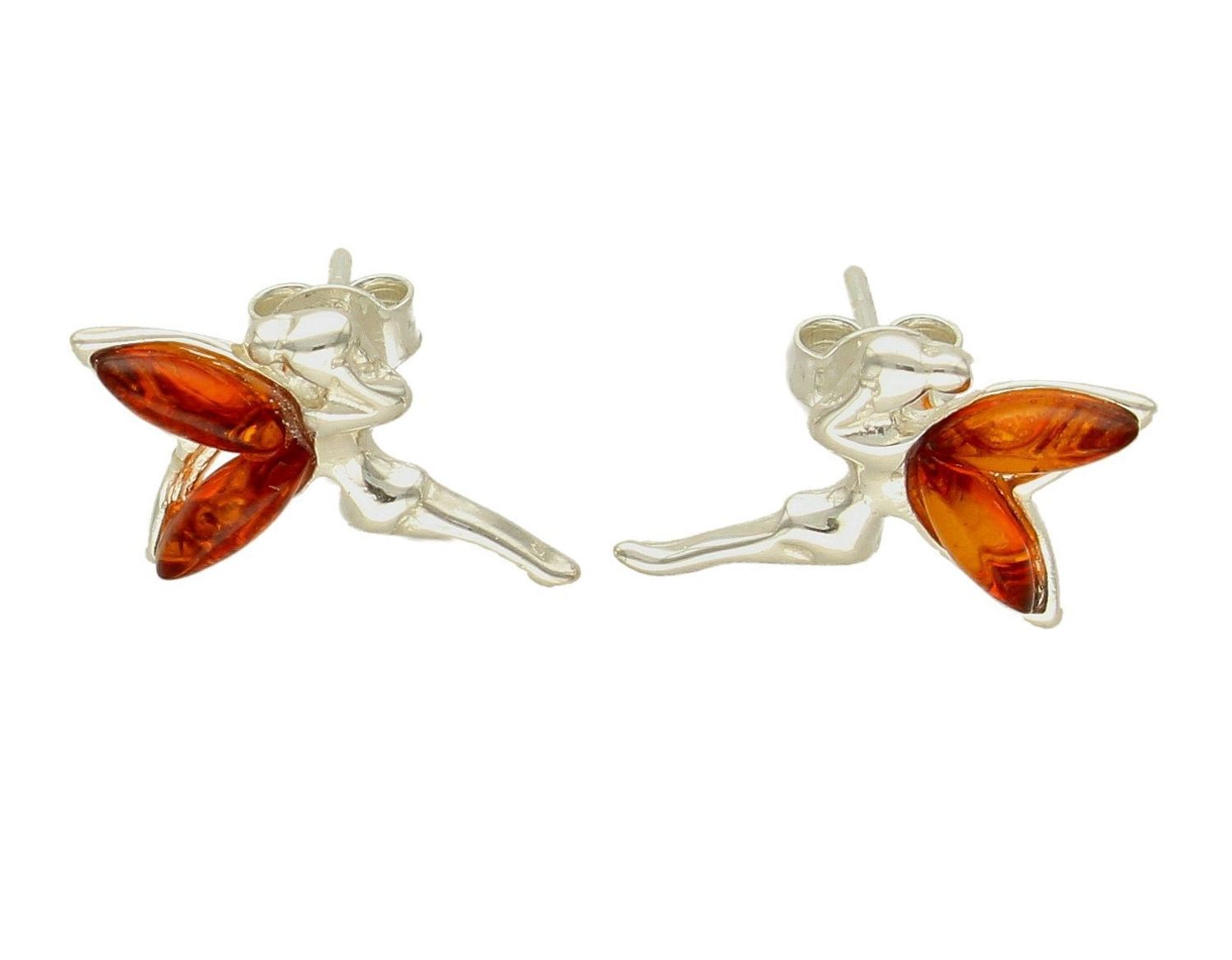 Kolczyki srebrne wkrętki aniołek z bursztynowymi skrzydełkami DIA-KLC-7103-925. Srebrne kolczyki z bursztynem to modelem bardzo ciekawy, ponieważ dzięki ciepłej kolorystyce pięknie podkreśla on urodę. Charakteryzują się stylem.jpg