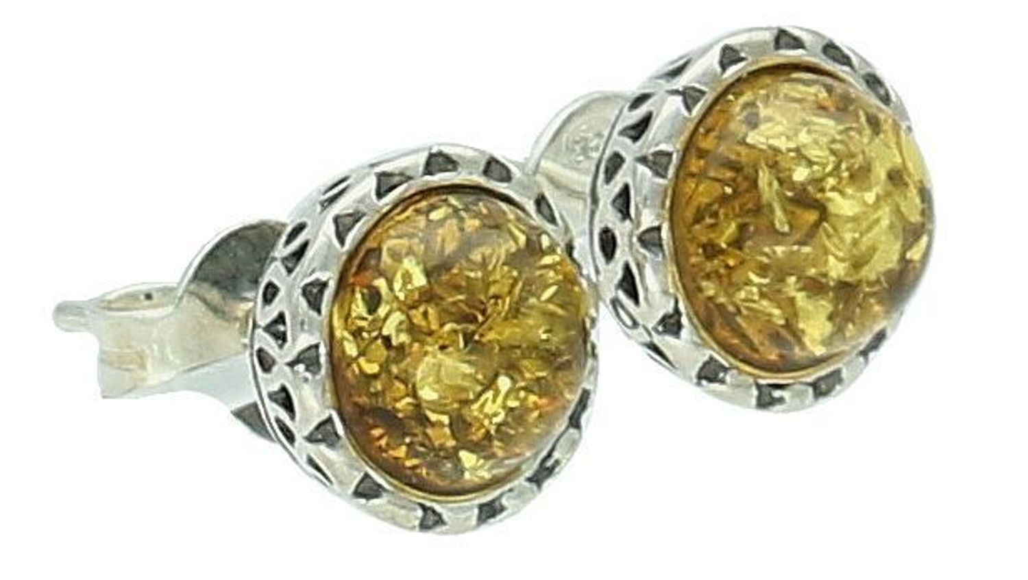 Srebrne kolczyki damskie z miodowym bursztynem bałtyckim otoczonym srebrem wkrętki DIA-KLC-7116A-925. Srebrne kolczyki damskie wkrętki. Srebrne kolczyki z  bursztynem. Kolczyki srebrne z bursztynem na prezent. 1.jpg