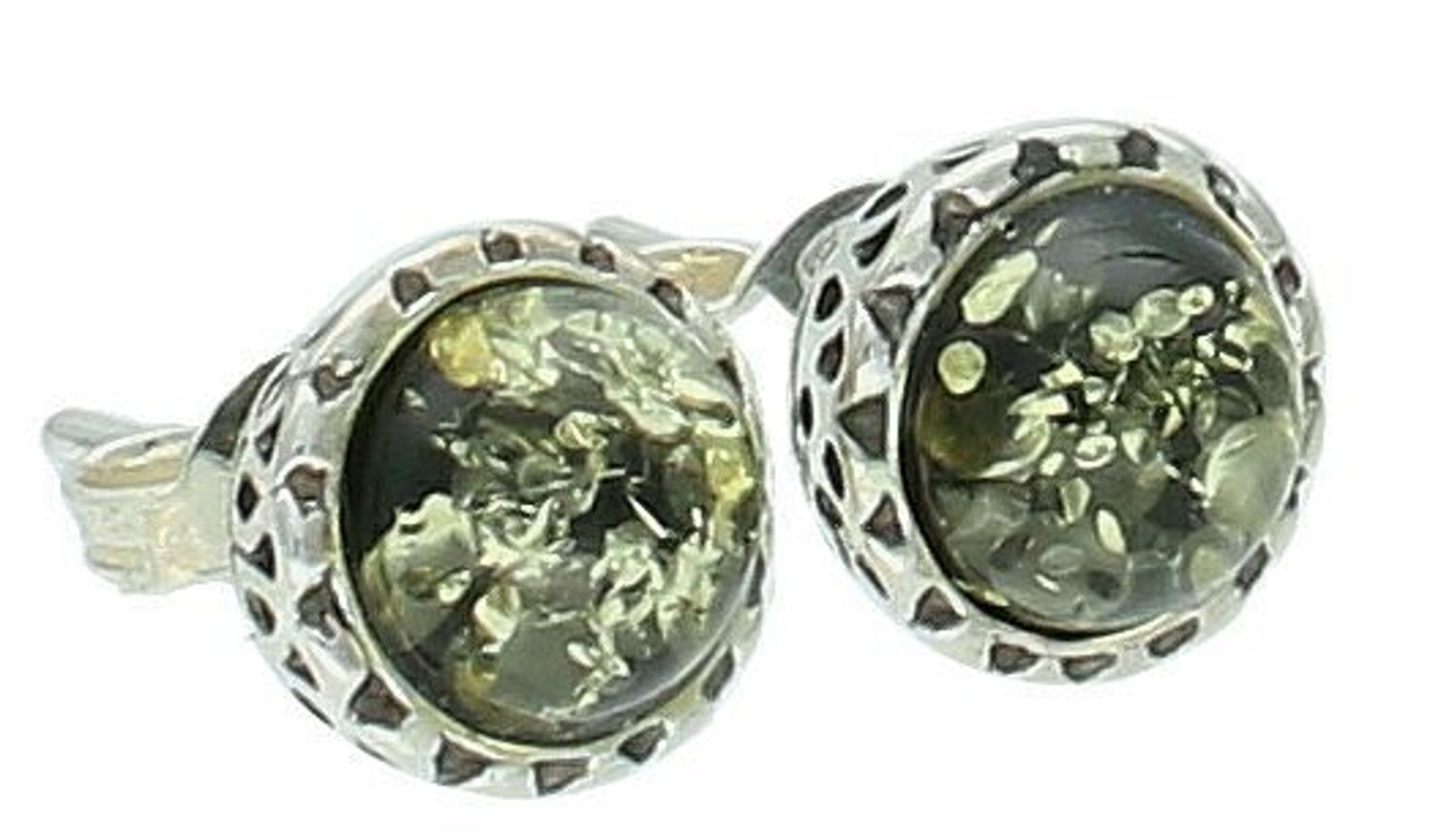 Srebrne kolczyki damskie z zielonym bursztynem bałtyckim otoczonym srebrem wkrętki DIA-KLC-7116B-925. Srebrne kolczyki damskie wkrętki. Srebrne kolczyki z  bursztynem. Kolczyki srebrne z bursztynem na prezent.1.jpg